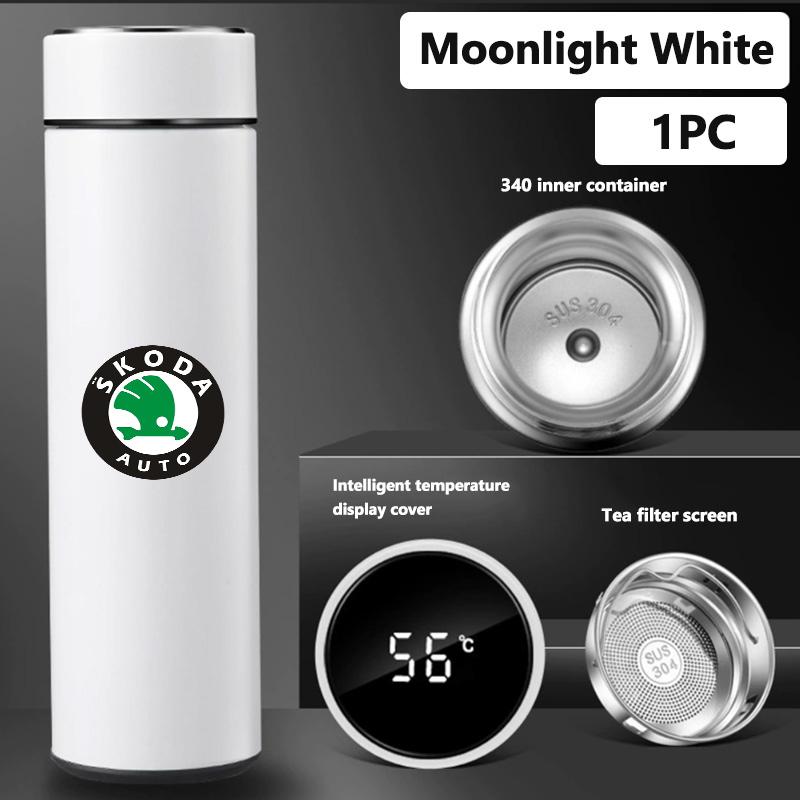 ICPG4 For Skoda Smart Thermo Mug Filter Coffee Drink Flask Temperature Display Cup Kamiq MK3 Roomster Rapid Kodiaq Karoq Fabia Enyaq