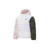 Logo Letter Print Pattern Spliced Zipper Hooded Down Jacket Women Outerwear White 848173-02