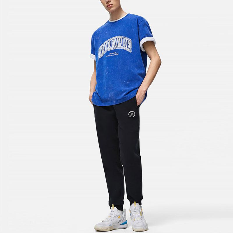 Li-Ning Футболка с коротким рукавом и принтом букв серии Wade, повседневная, с заниженной линией плеч, мужская, цвет Dream-Blue AHSU001-3