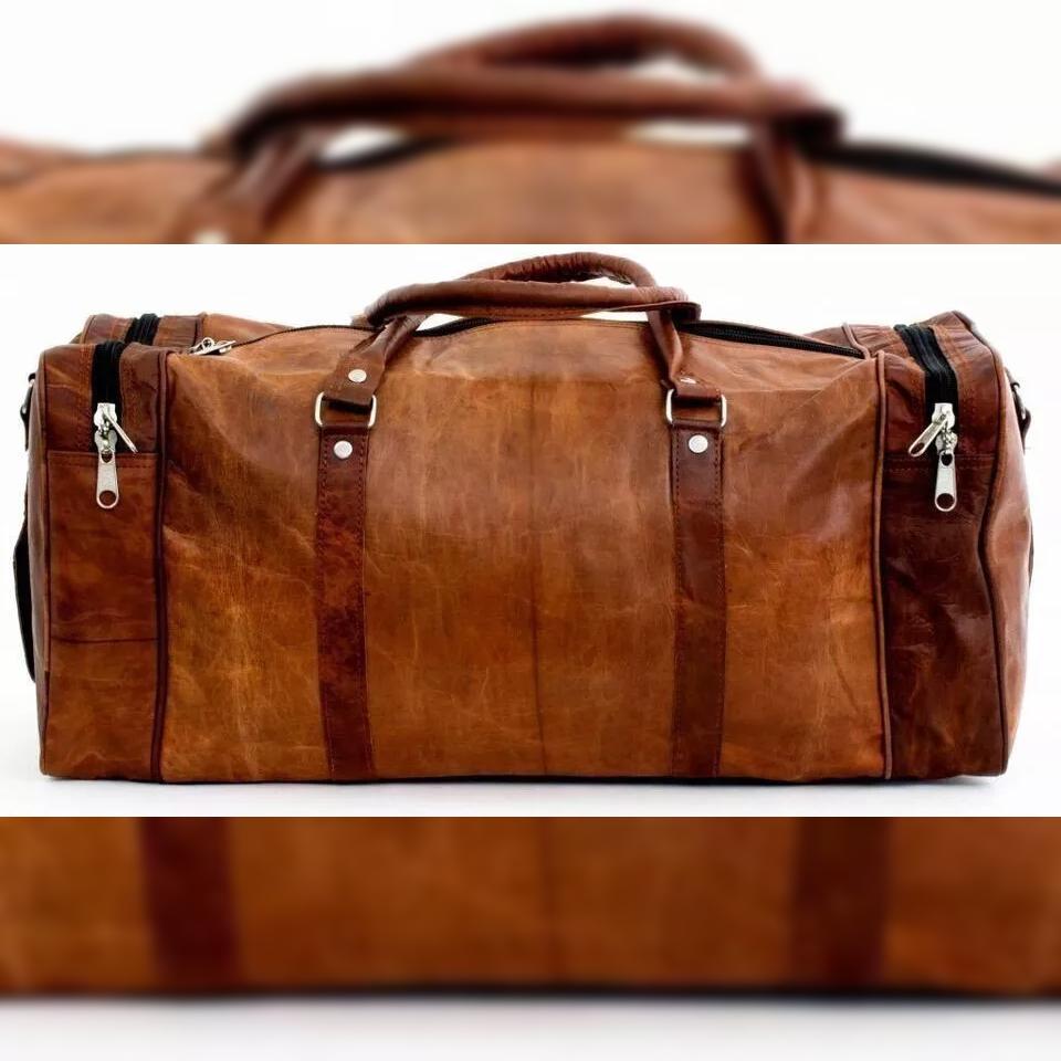 Новая козья кожаная дорожная сумка Duffel подлинный спортивный чемодан коричневый мужской винтаж