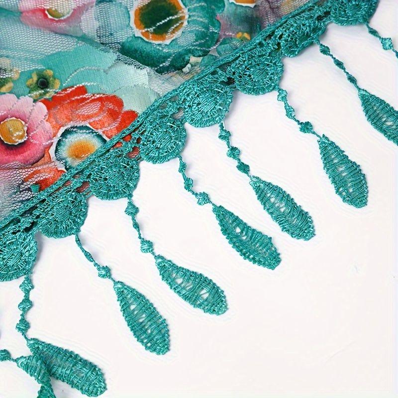 Triangular Scarf with Versatile Lace and Fringe Design, Thin Decorative Fashion Shawl, Women's Headscarf