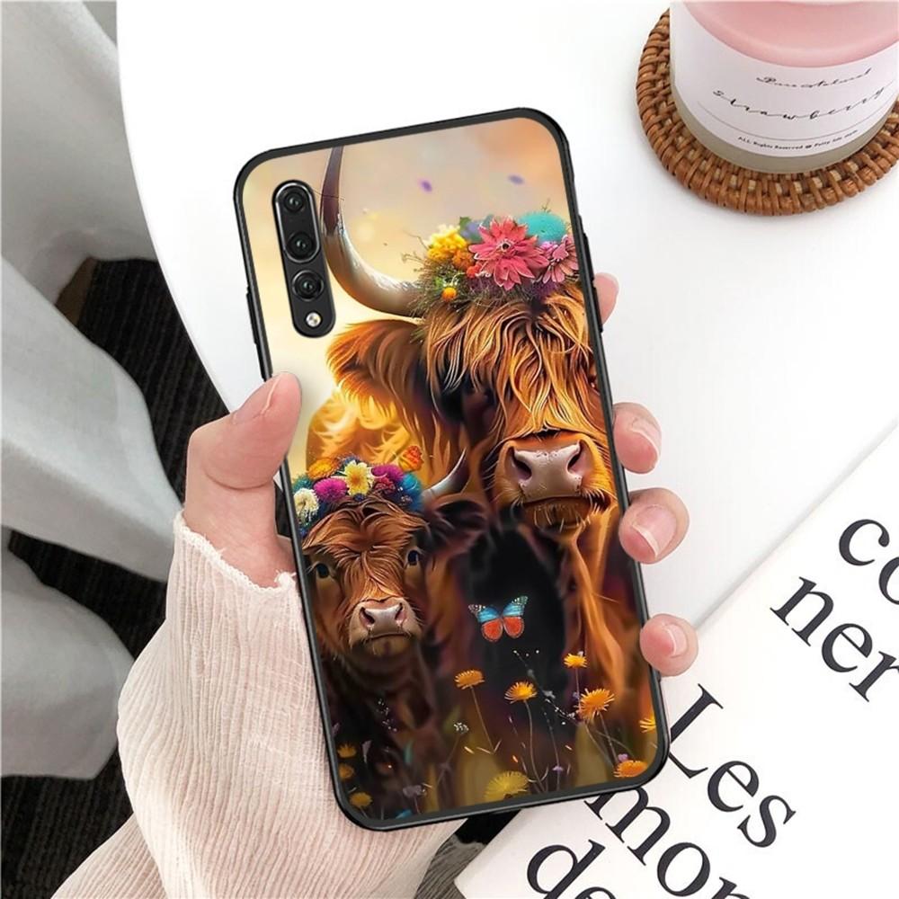 Cute Highland Cow Phone Case For Huawei P 8 9 10 20 30 40 50 Pro Lite Psmart Honor 10 Lite 70 Mate 20lite