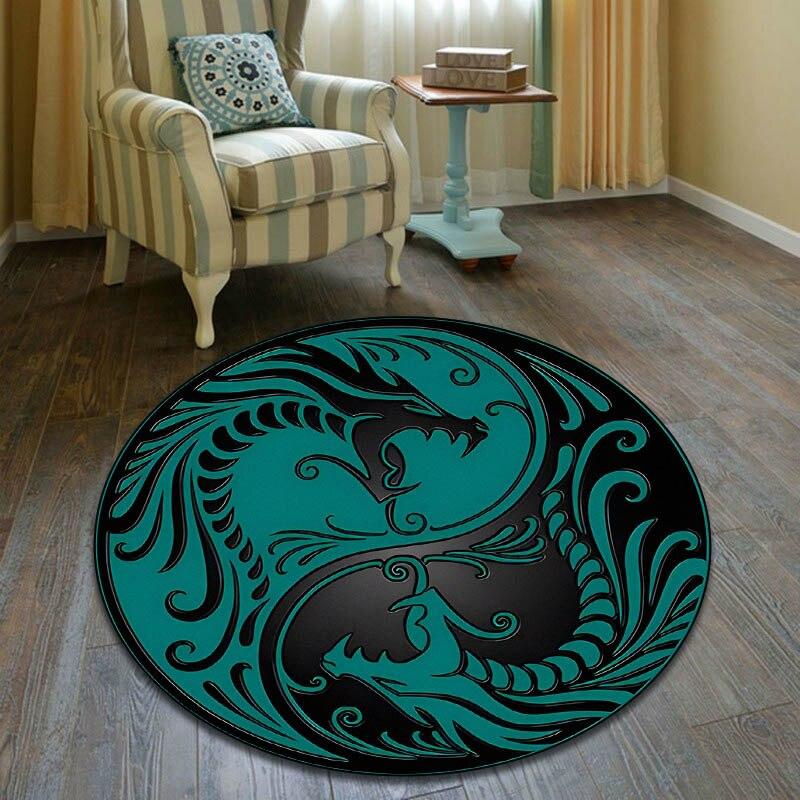 Modern Yin and Yang Round Carpet Gossip Round Carpet Living Room Bedroom Carpet Non-slip Carpet Photography Props Birthday Gift