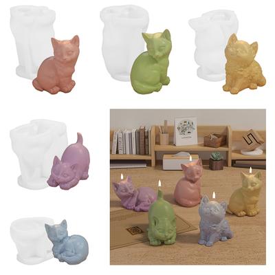 Гипсовые формы для украшений 3D Pet Cat Candle Form DIY Aromatherapy Candle Mold Cute Cat Silicone Mold