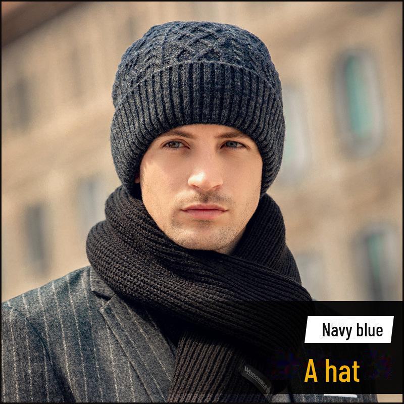 «Мужская зимняя вязаная шапка из шерсти и бархата»: Теплый, плотный и идеально подходит для пап среднего и пожилого возраста.