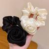 Корейские Женские Розовые Эластичные Резинки для Волос Скранчи для Волос Большой Цветок Атласная Веревка для Волос Шарм Хвост Нежные Аксессуары для Волос