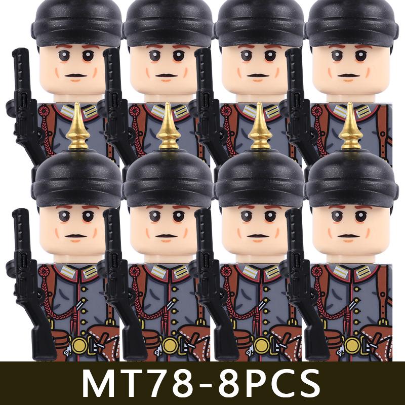 MOC Military Series WW1 Prussian Soldier Figures Building Blocks Army Infantry Warrior Backpack Accessories Bricks Toy Gifts Boy