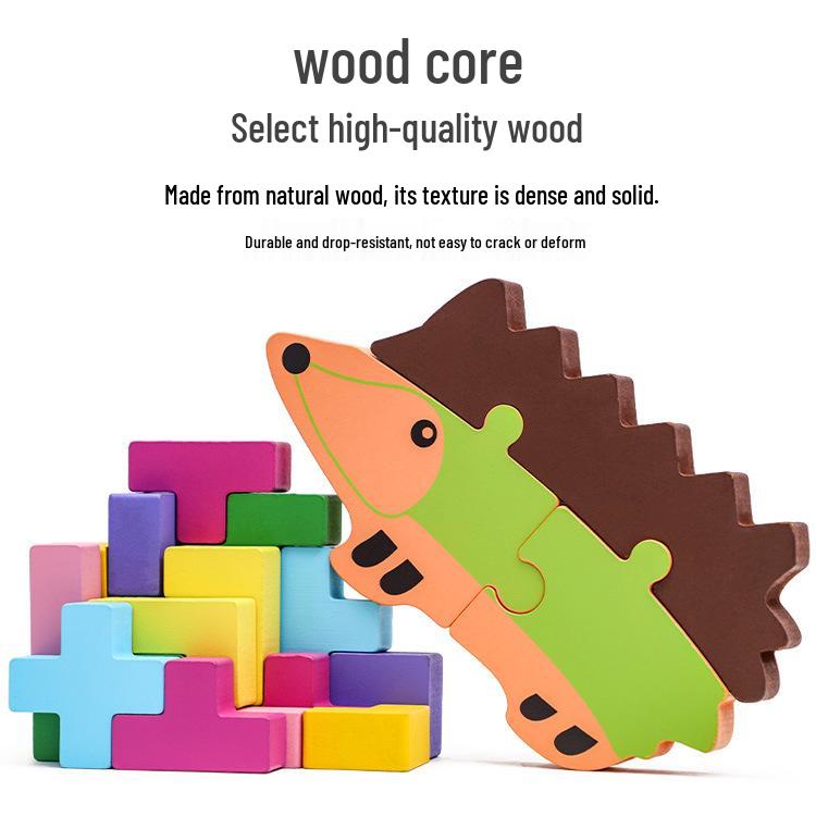 Wooden Hedgehog Stacking & Color Recognition Toy for Kids