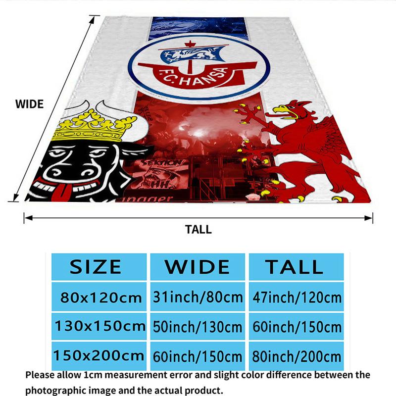1PC Fc Hansa Rostock Patterned Flannel Blanket Suitable For All Seasons For Home Decor Warmth And Comfort Gifts Holiday Present