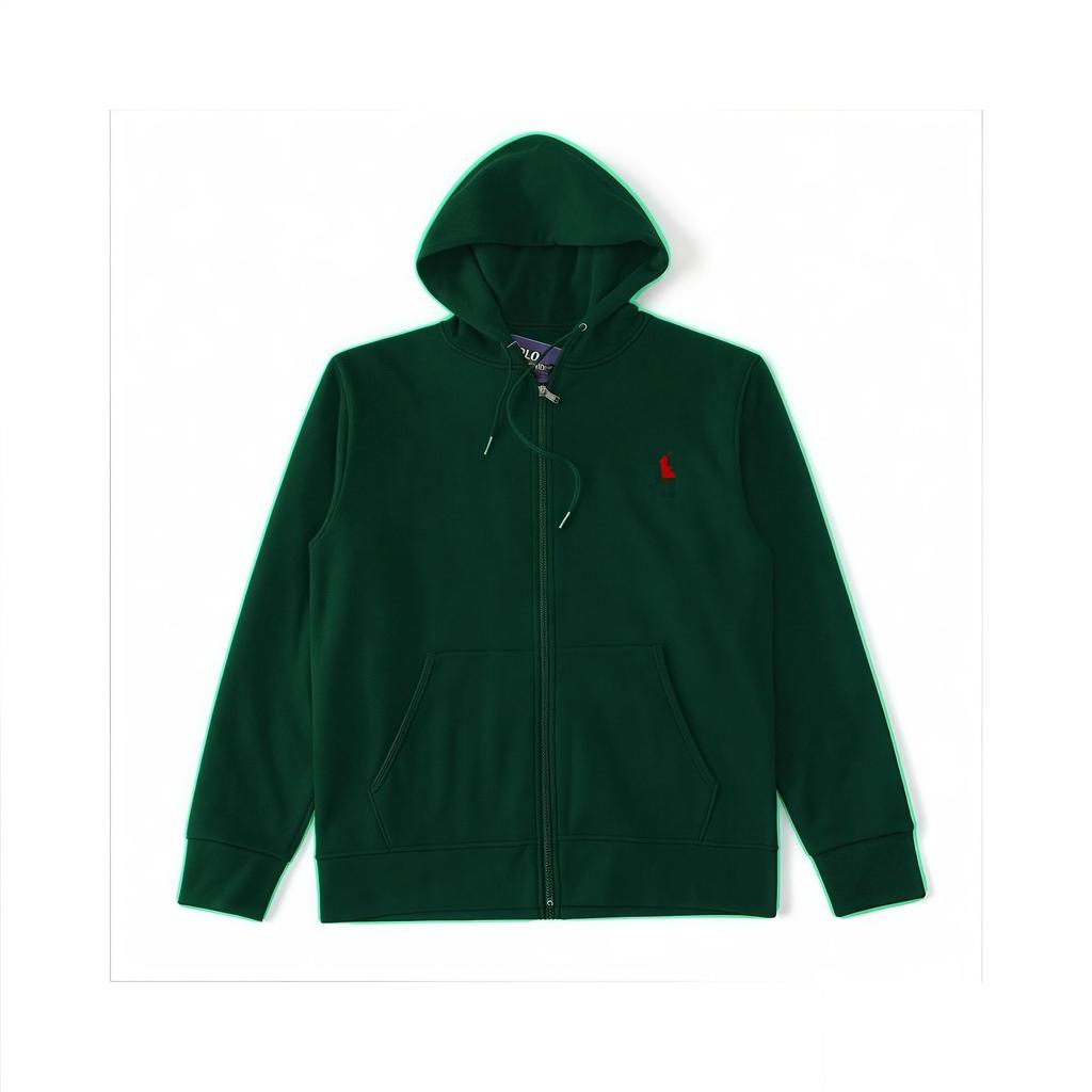 Men's Business RL Ralph LF Embroidered Pony Logo Zip-Up Hoodie Sweatshirt Versatile Outerwear