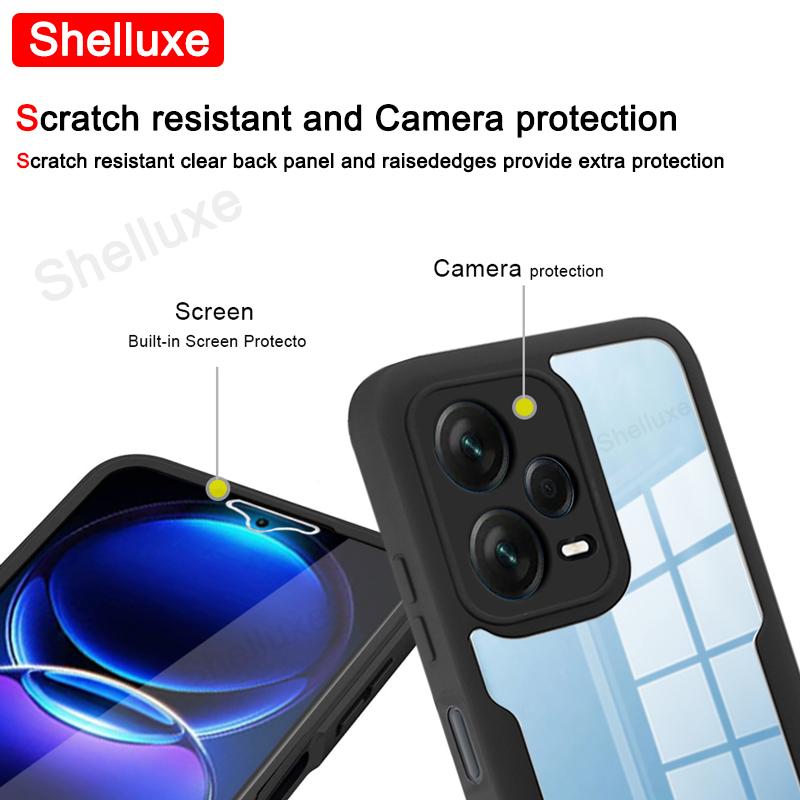 Прозрачный чехол Shelluxe 360 на весь корпус спереди и сзади для Xiaomi Redmi Note 12 13 Pro Plus + Note12 Note13 5G, силиконовая двухсторонняя крышка