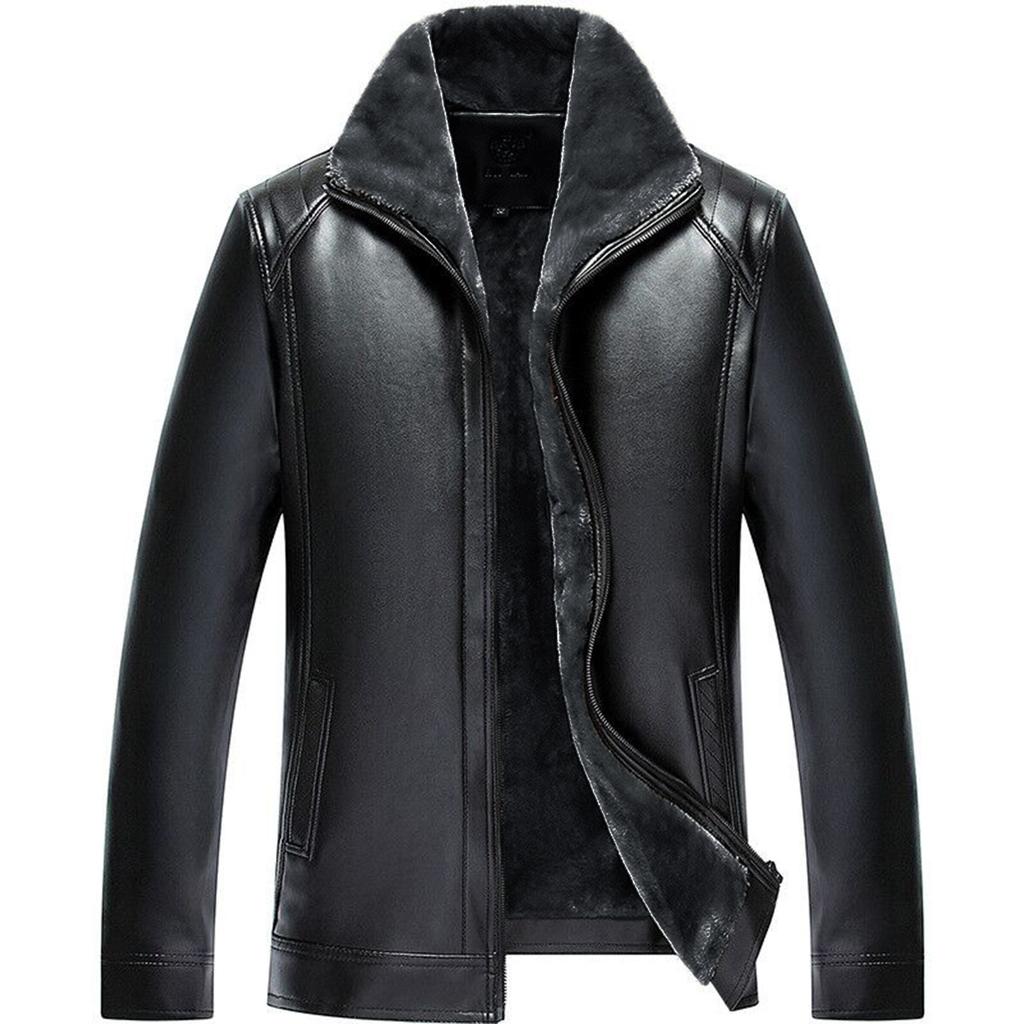 Autumn New Integrated Vintage Men's Leather Coat Leather Jacket Dad's Casual Plush Thickened Coat Men's