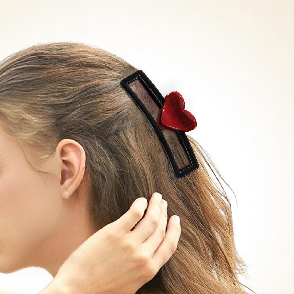 Заколка для волос в форме прямоугольника, пластиковая заколка в форме сердца, на затылке, на каждый день, на вечеринку, аксессуары для волос