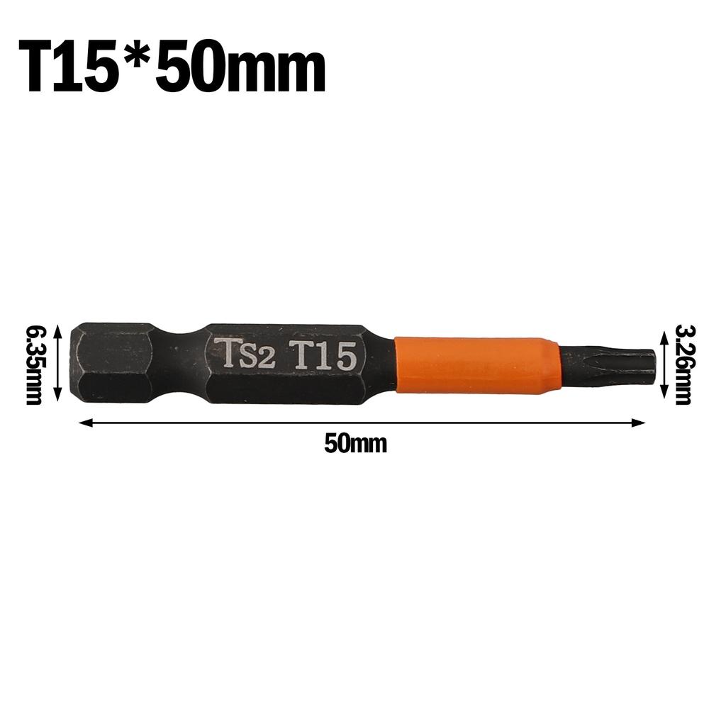 1pc 50mm Screwdriver Bit T10 T15 T20 T25 T30 T40 Alloy Steel 1/4 Hex Shank For Electric Screwdrivers Air Drills Power Tool Parts