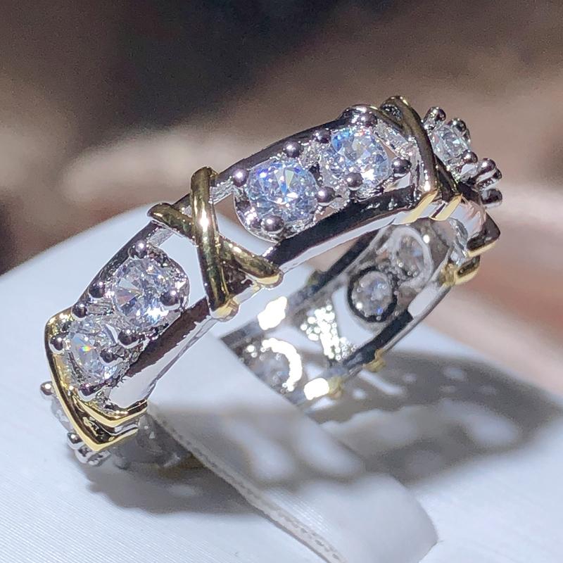 Личность Прозрачный Циркон Обручальное Кольцо С ​​Цирконом Серебристого Цвета Кольца Для Женщин Ювелирные Изделия Подарок