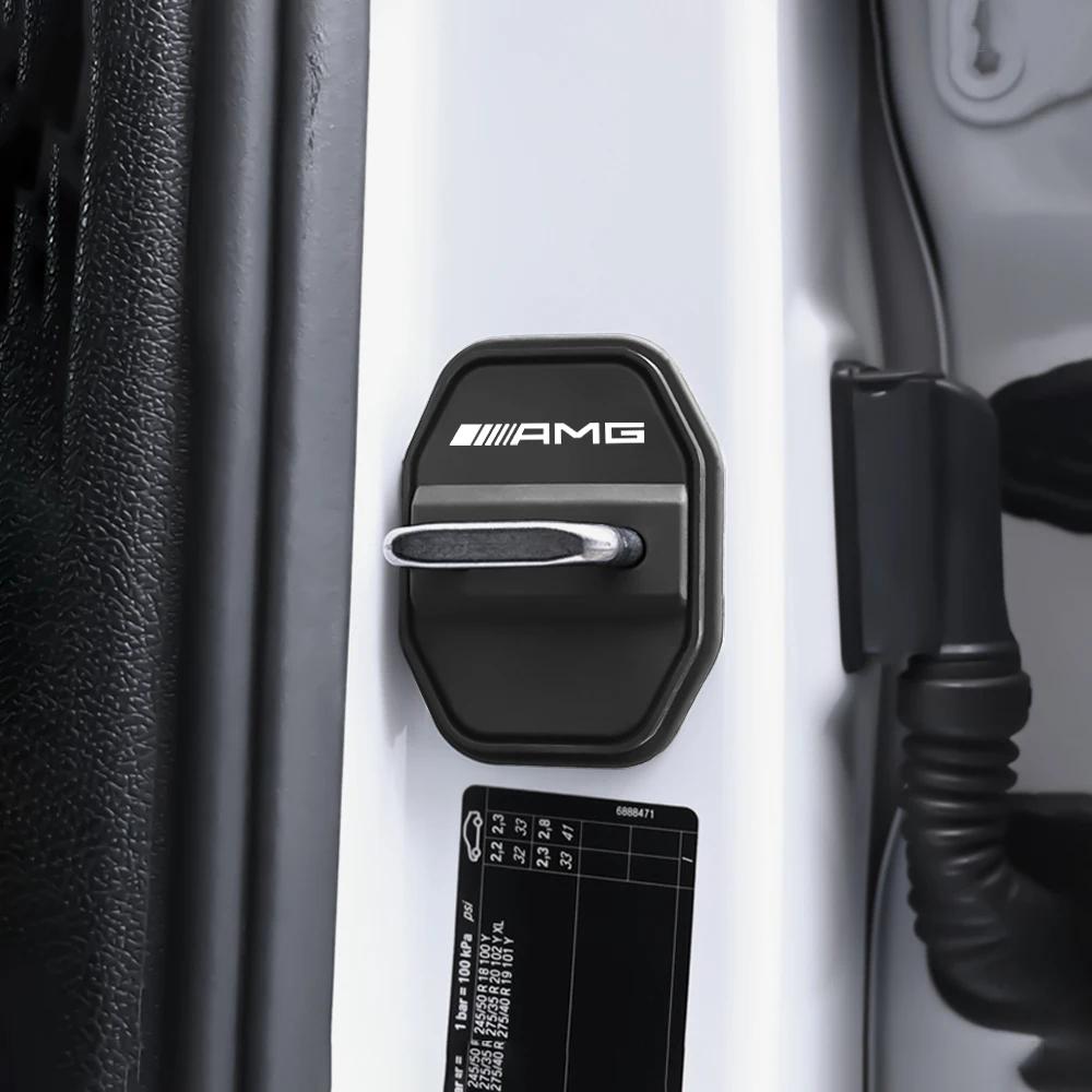 Автомобильная наклейка 4 шт. Автомобильный значок AMG Силиконовые накладки на замки дверей Защитные наклейки Для Mercedes Benz A B C E R G Class CLA GLC GLA W20