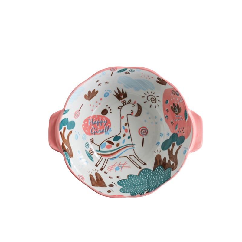 Japanese Style Deer Design Ceramic Soup Bowl