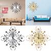 Aluminium Dial Flower Diamond Iron Wall Clock Living Room Decor No Battery