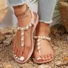 Модная женская обувь 2024 года, летние женские сандалии с ремешком на щиколотке, пляжные шлепанцы, модные золотые римские женские сандалии на плоской подошве Sandalias De Mujer