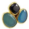 [Q5632] - Designer Ring 'Cléopatra' Green Black Turquoise Gold - 30x25 Mm