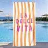 La Dolce Vita Оранжевое полосатое пляжное полотенце Быстросохнущее микрофибра Впитывающее Не прилипает песок Полотенце для ванны для летнего отдыха у бассейна