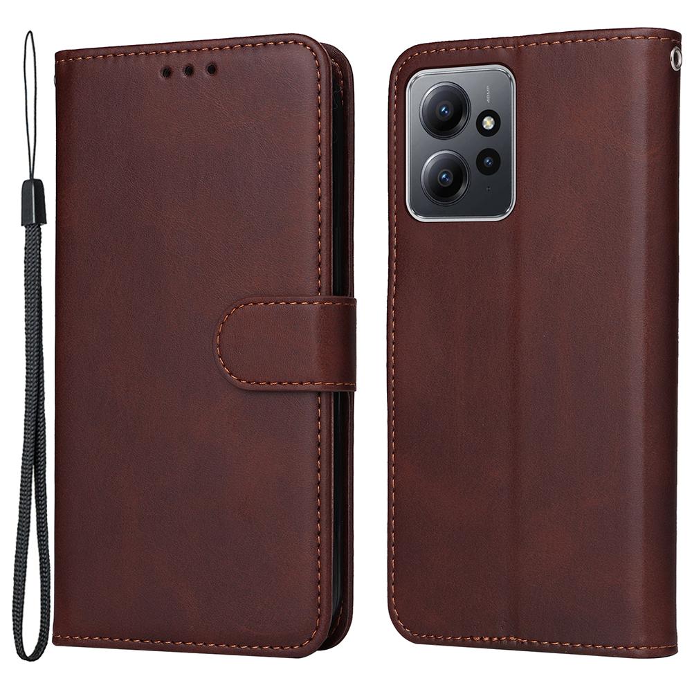 Для Xiaomi Redmi Note 12 4G Чехол-книжка из кожи с текстурой теленка, кошелек, чехол для телефона с ремешком