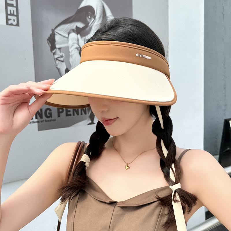 Летняя шляпа с большими полями и пустым верхом для защиты от солнца для женщин, солнцезащитная шляпа с защитой от ультрафиолета, солнцезащитная шляпа для показа лица, маленькая
