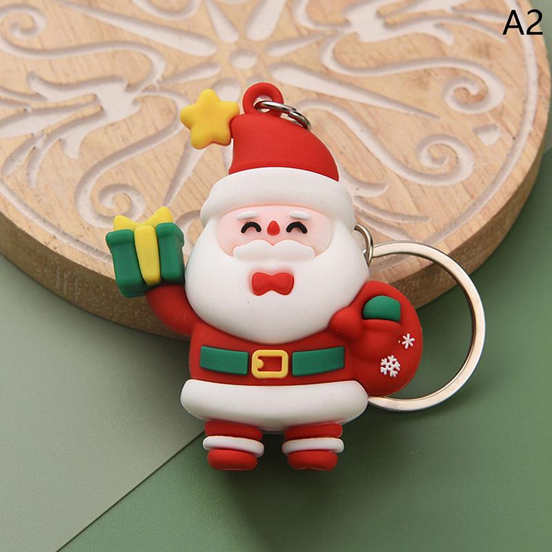 Christmas Series Santa Claus Christmas Tree Key Chains For Backpacks Pendant Cute Elk Doll Key Ring For Kids Friends Gift