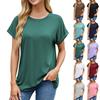 Women's Fashion Solid Color Round Neck Loose Short Sleeve Top T-shirt