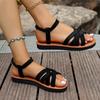 Модная обувь для женщин 2025 Лето Новые женские плоские сандалии на подошве Римские сандалии с ремешками с нескользящей резиновой подошвой Женские повседневные сандалии