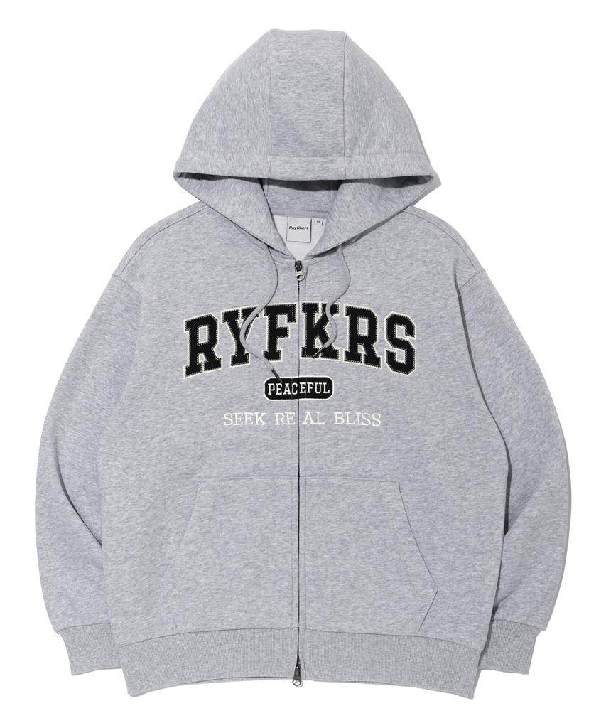 Худи на молнии с аппликацией логотипа Rayfikers, меланжево-серый (Mp6Tu148-097)
