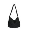 Pleated Bubble Shoulder Bag Solid Color Puffer Padded Crossbody Bag Cloud Pattern Tote Bag  Lady