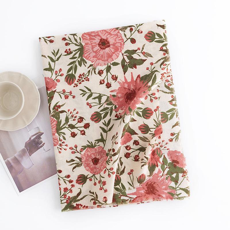 Стиль легкой роскоши, защита от тепла и холода, шарф для шеи, шаль с цветочным принтом, пригородный принт, длинный шарф из имитации кашемира для женщин