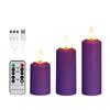 3Pcs Flickering Flameless Romantic Pillar Candle Timer USB Rechargeable Outdoor Waterproof Candles Light Dimmable with USB Cable