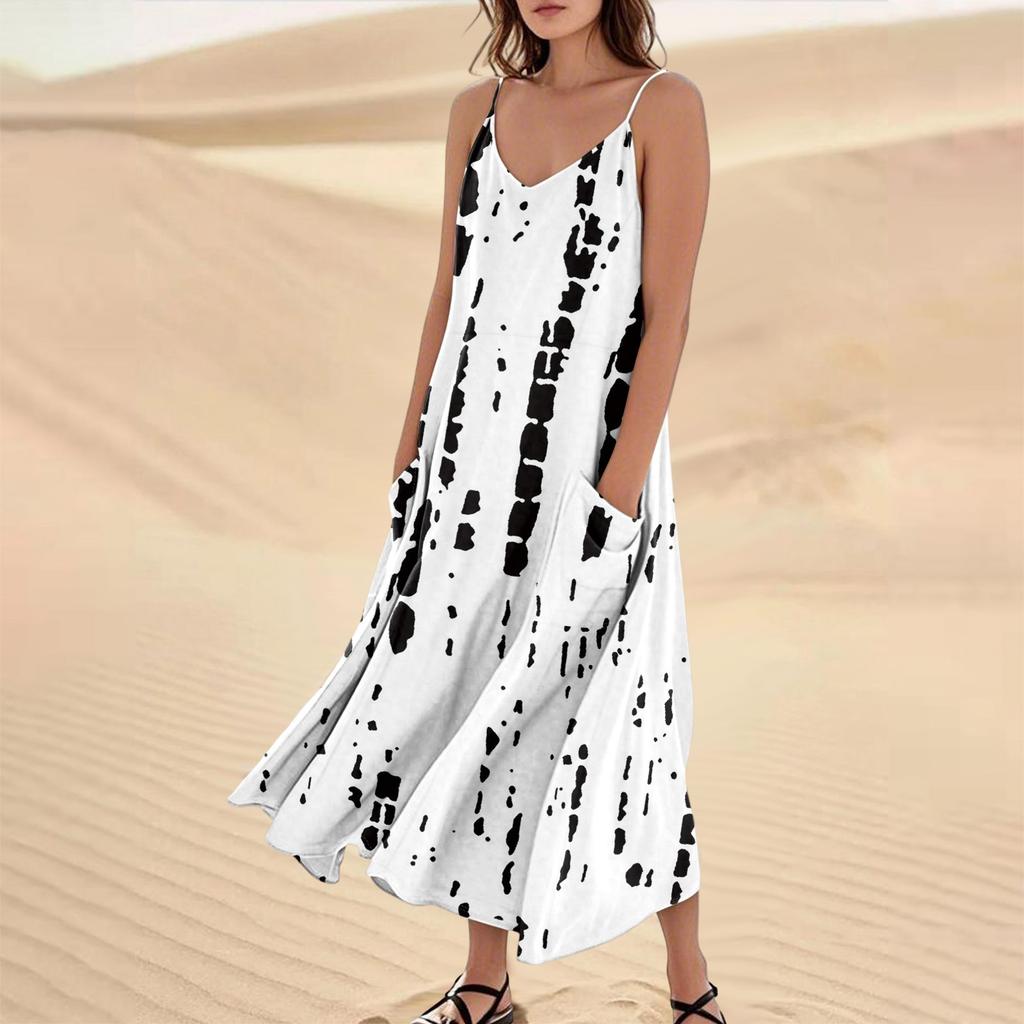 Женское летнее платье, повседневные свободные длинные пляжные платья для отдыха