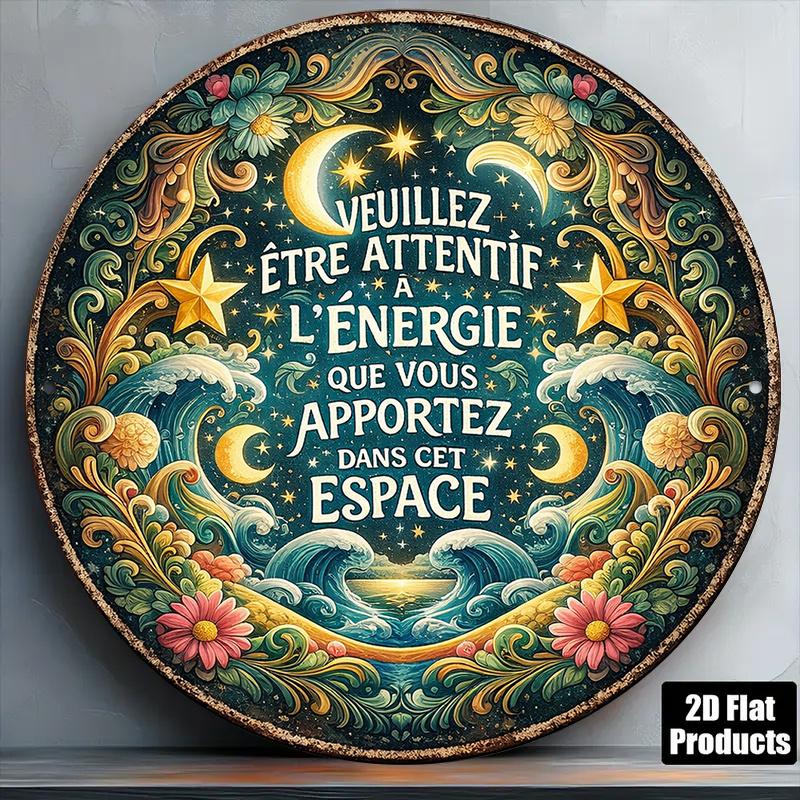 pc InXCm D Flat Round Sign Vintage Plaque about Please Be Mindful of The Energy You Bring Into This Space Energy