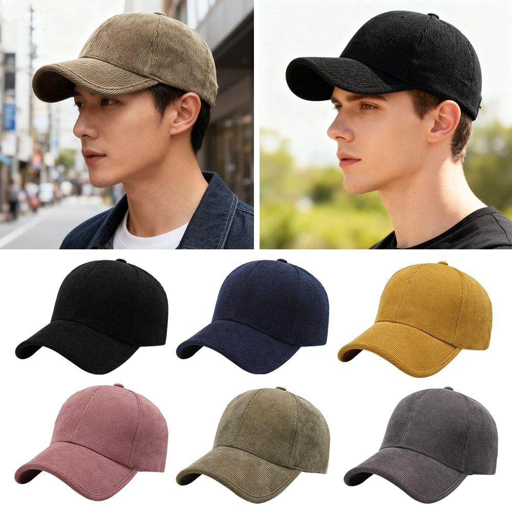 Breathable Winter Baseball Caps Solid Color Trucker Hats Simple Corduroy Cap Men