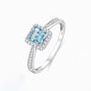 Женское кольцо в японском стиле «Зеркало неба»: Посеребренный с инкрустацией аквамариновым цирконом, свежий дизайн драгоценного камня в стиле легкой роскоши.