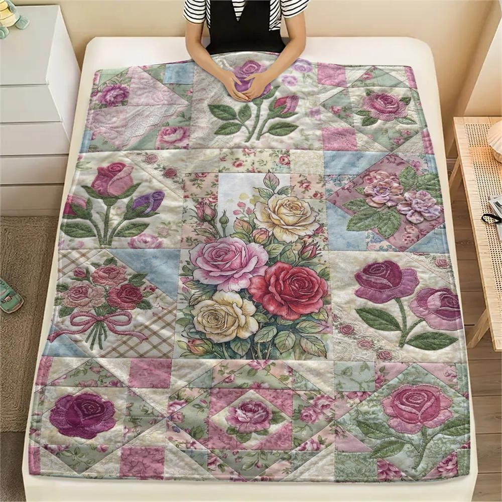 Rose Flower Print Flannel Blanket, High quality Comfortable for All Seasons, Home Decor, Warmth and Comfort, Perfect for Christmas Gifts101