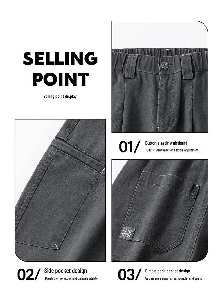 Мужские повседневные рабочие брюки свободного кроя в японском стиле с прямыми штанинами