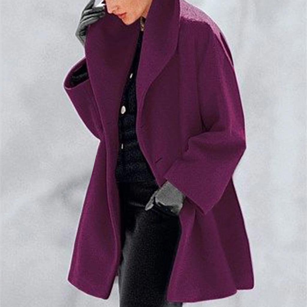 Womens Winter Wool Coat Trench Jacket Ladies Warm Slim Long Overcoat Outwear