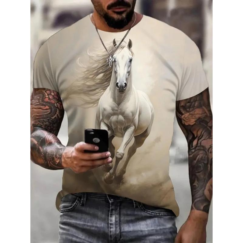 3D-принт лошади мужская графическая футболка с круглым вырезом и принтом в виде новинки повседневные удобные футболки футболки для лета мужские футболки топы мужская одежда