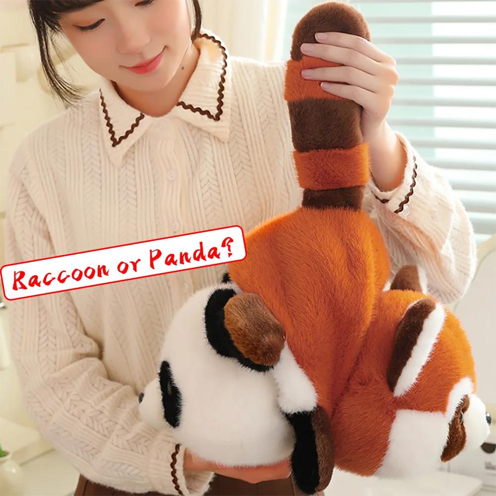 Reversible Red Panda Plush Toy 2 In 1 Transforming Soft Pillow Cute Raccoon Stuffed Animal Gift For Kids