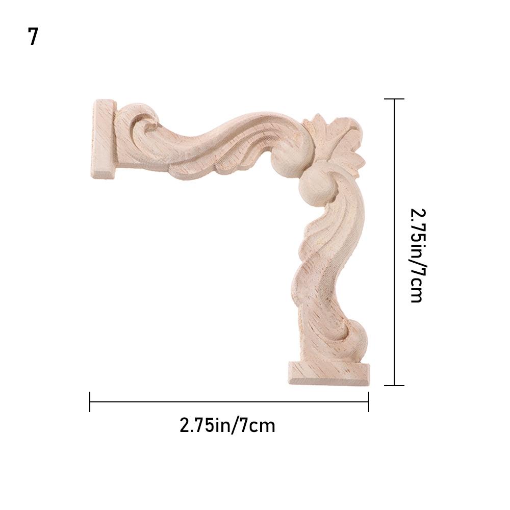 Oak Door Decor Crafts Corner Applique Onlay Decal Carved Wave Flower Decorative Wood Appliques
