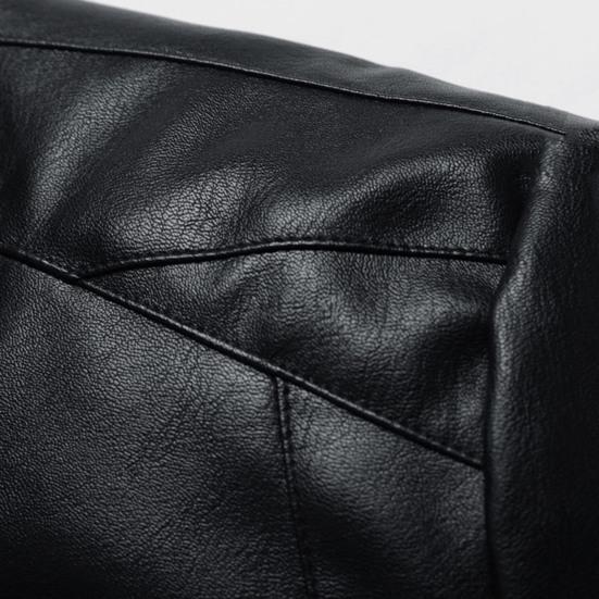 Мужская осенне-зимняя куртка Vinatge из гладкой искусственной кожи ветрозащитная плюс размер с воротником-стойкой сплошной цвет с длинным рукавом на молнии бомбер Motorcyle