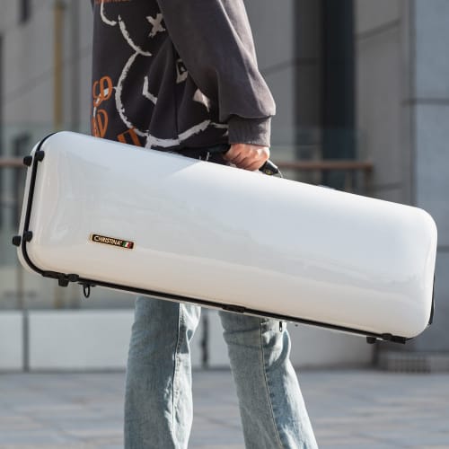 Christiana Carbon Fiber Rectangular Violin Case with Hygrometer and Password Lock (white Dot)