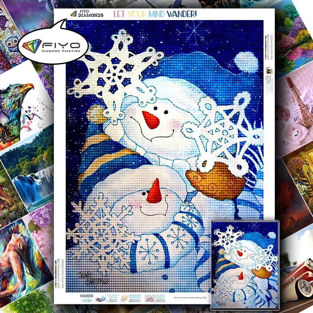 5D DIY Diamond Painting Blue Hat Snowman Full Drill Diamond Mosaic Cartoon Embroidery Cross Stitch Children's Christmas Gift Room Decor