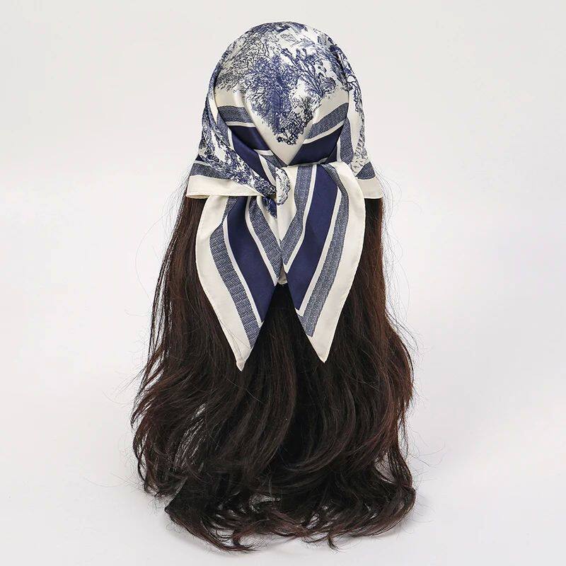 Luxury new print silk scarf women versatile 70 neckerchief thin retro outdoor scarf bandana square scarf