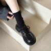 Height-increasing Thick-soled Lace-up Small Leather Shoes 2025 Spring New Autumn and Winter Retro British Style Lazy One-pedal Loafers