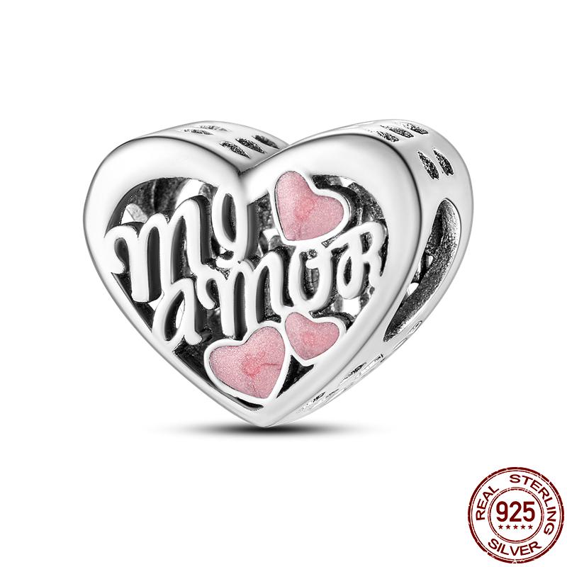 Медные бусины для DIY, шарм в виде сердца из серии «Древо жизни», подходит для оригинального браслета Pan для женщин, ювелирное изделие, подарок на день рождения